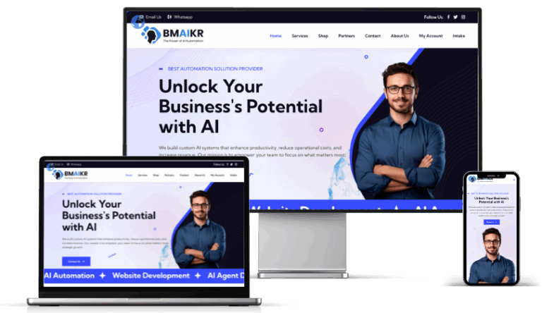 Corporate website design for an AI automation agency on multiple devices